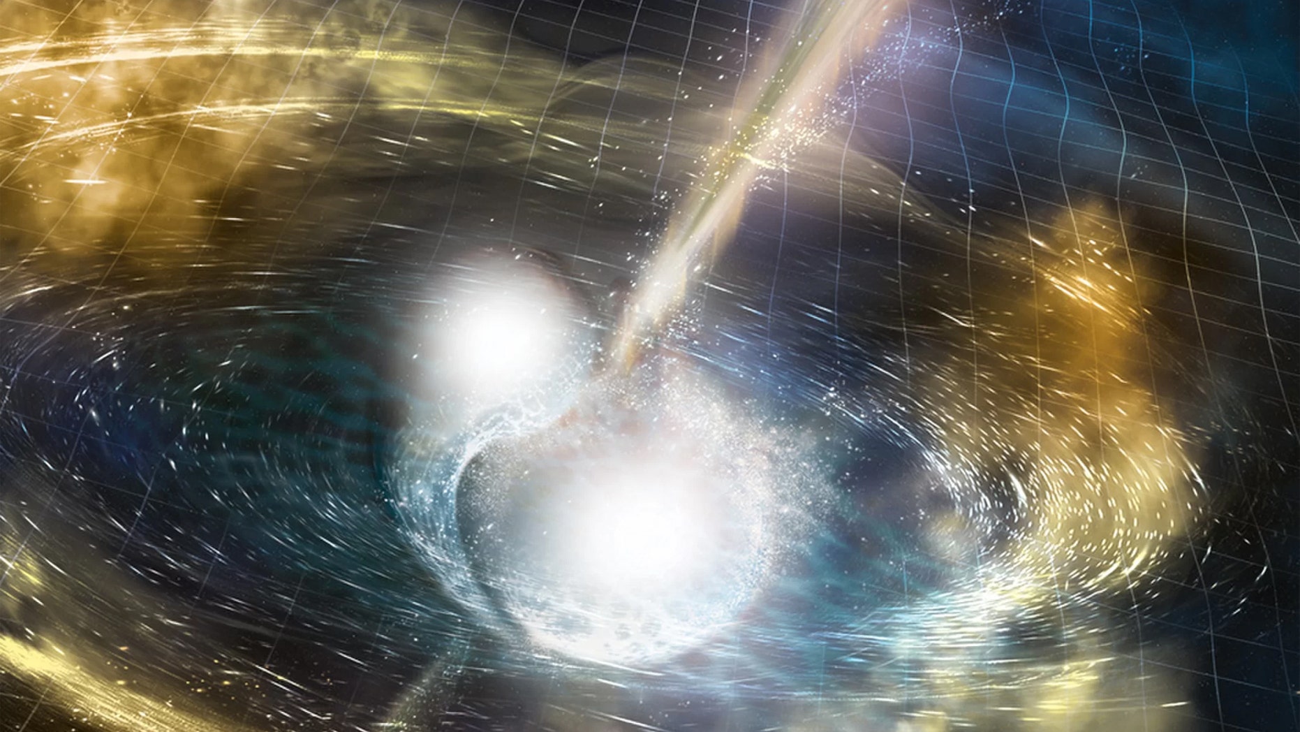 An illustration of two merging neutron stars. Credit: National Science Foundation/LIGO/Sonoma State University/A. Simonnet
