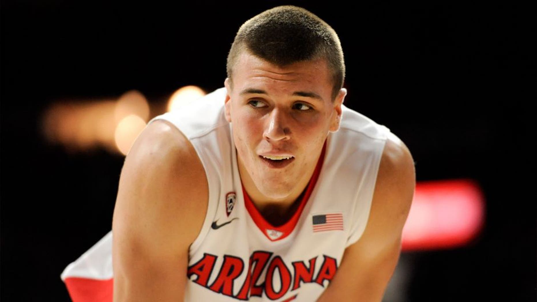 Jan 15, 2015; Tucson, AZ, USA; Arizona Wildcats center Kaleb Tarczewski (35) stands on the court during the second half against the Colorado Buffaloes at McKale Center. Arizona won 68-54. Mandatory Credit: Casey Sapio-USA TODAY Sports
