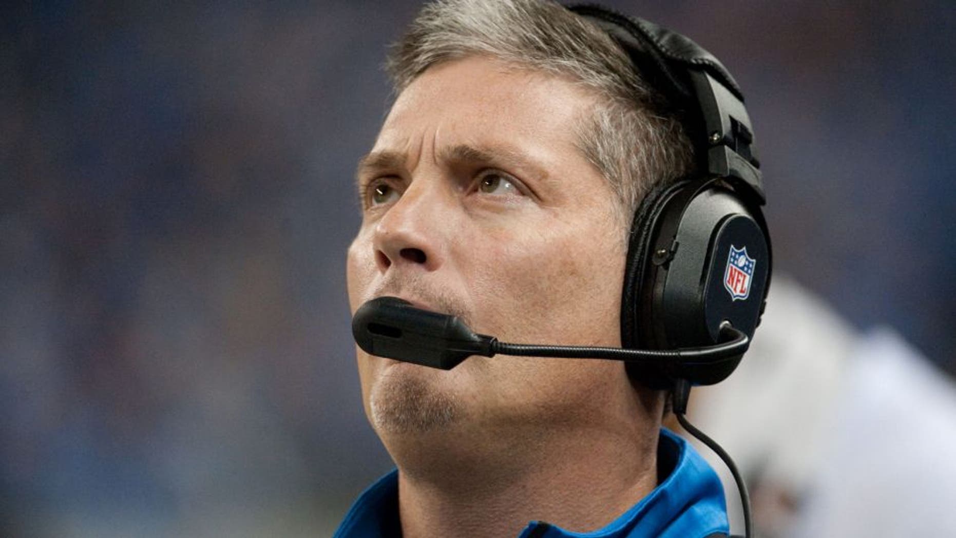 Dec 16, 2013; Detroit, MI, USA; Detroit Lions head coach Jim Schwartz during the first quarter against the Baltimore Ravens at Ford Field. Mandatory Credit: Tim Fuller-USA TODAY Sports