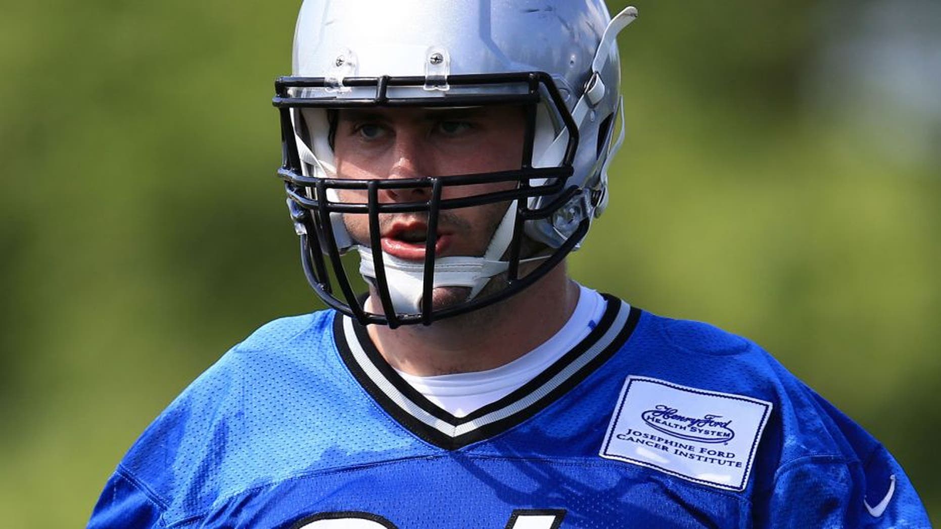 May 27, 2015; Detroit, MI, USA; Detroit Lions guard Travis Swanson (64) during OTA at Detroit Lions Training Facility. Mandatory Credit: Andrew Weber-USA TODAY Sports