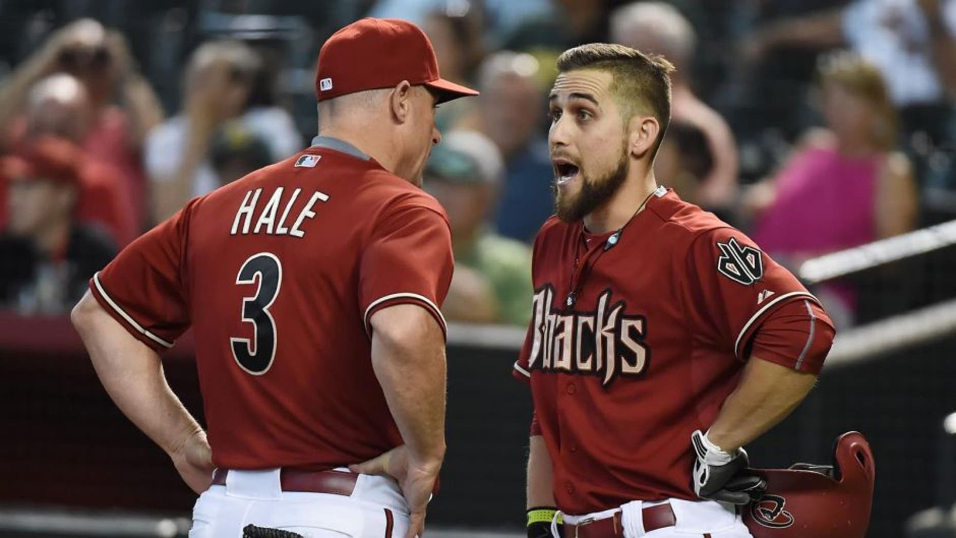 against the Oakland Athletics at Chase Field on August 30, 2015 in Phoenix, Arizona.