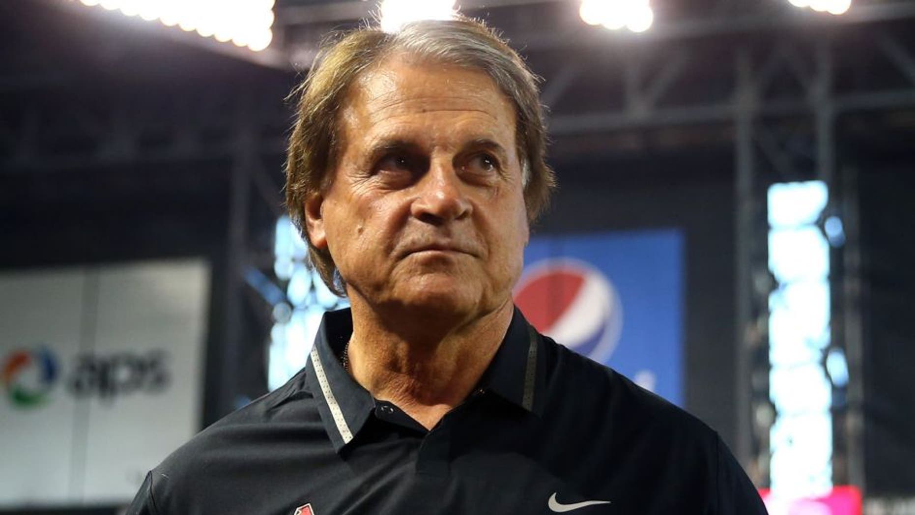 Apr 6, 2015; Phoenix, AZ, USA; Arizona Diamondbacks chief baseball officer Tony La Russa prior to the game against the San Francisco Giants during opening day at Chase Field. Mandatory Credit: Mark J. Rebilas-USA TODAY Sports
