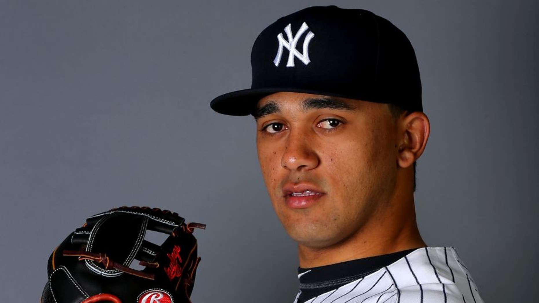 TAMPA, FL - FEBRUARY 27: Vicente Campos #81 of the New York Yankees poses for a portrait on February 27, 2015 at George M. Steinbrenner Stadium in Tampa,Florida. (Photo by Elsa/Getty Images)