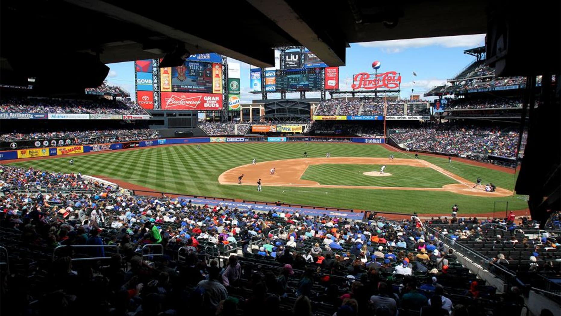 Apr 27, 2014; New York, NY, USA; General View of Citi Field during the third inning of a game between the New York Mets and the Miami Marlins at Citi Field. Mandatory Credit: Brad Penner-USA TODAY Sports