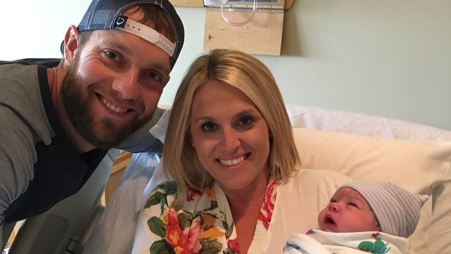 Royals left fielder Alex Gordon, wife Jamie, new daughter Joey Lynn
