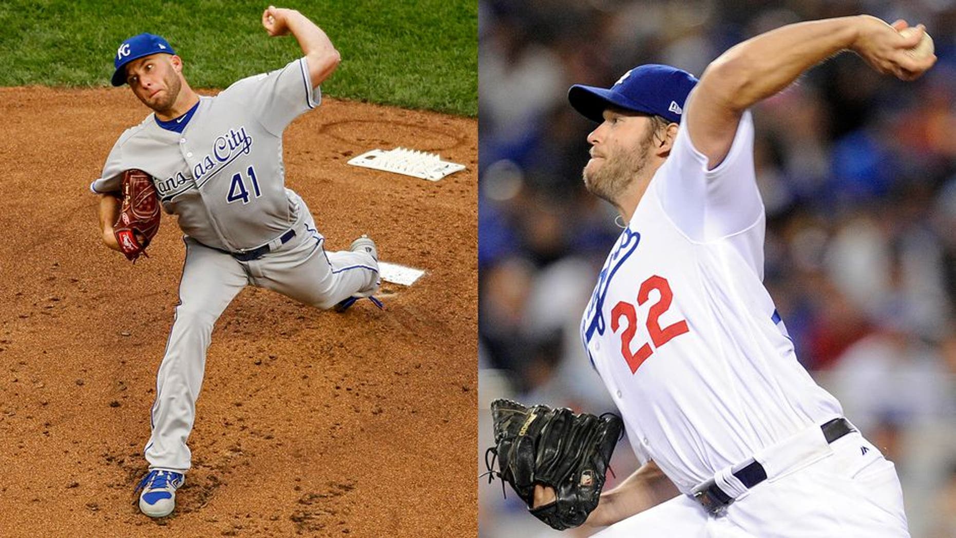 Royals pitcher Danny Duffy and Dodgers pitcher Clayton Kershaw