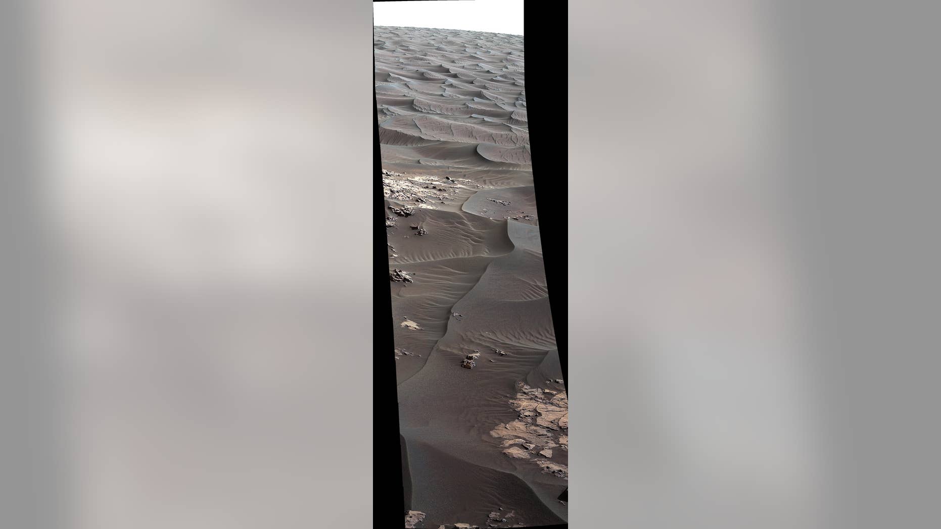 The rippled surface of the first Martian sand dune ever studied up close fills this Nov. 27, 2015, view of "High Dune" from the Mast Camera on NASA's Curiosity rover. (NASA/JPL-Caltech/MSSS)
