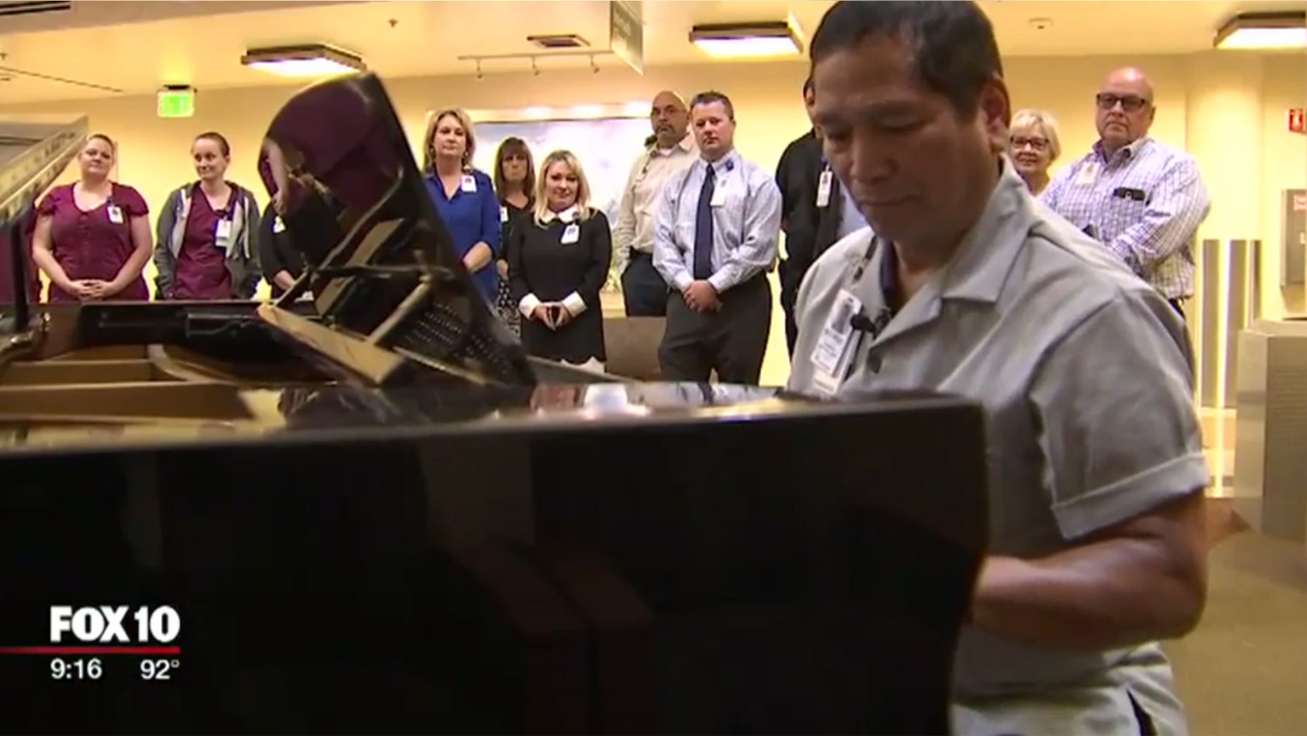 Rolando Maaba brings patients, staff and family members comfort with his piano playing.