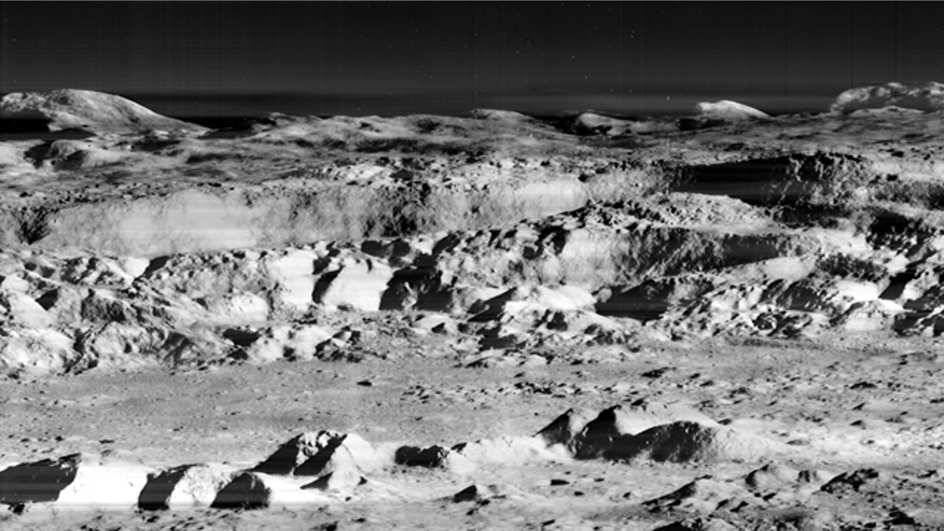 A 1967 photo of the moon's surface from the Lunar Orbiter 2, taken in 1967, that was widely described as "the picture of the century."