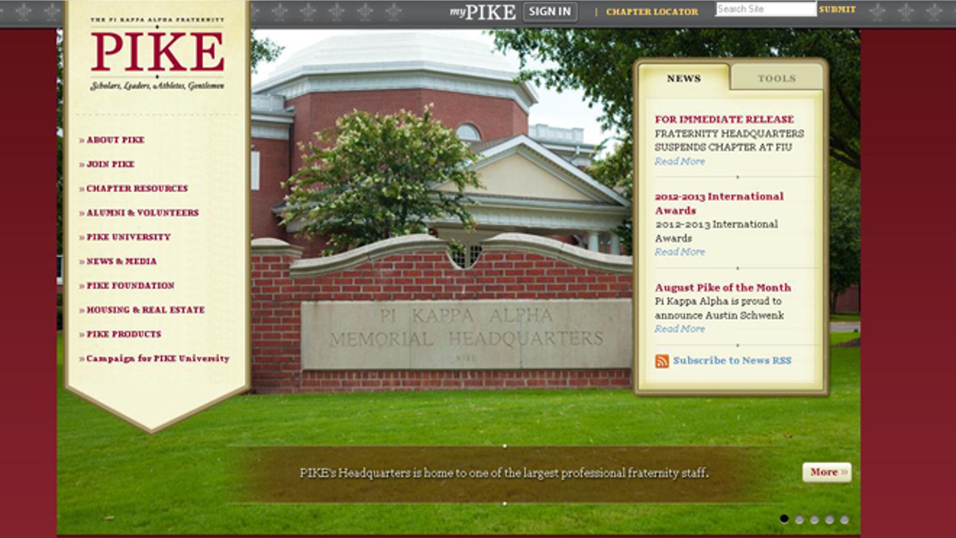 The Pi Kappa Alpha Fraternity's website.