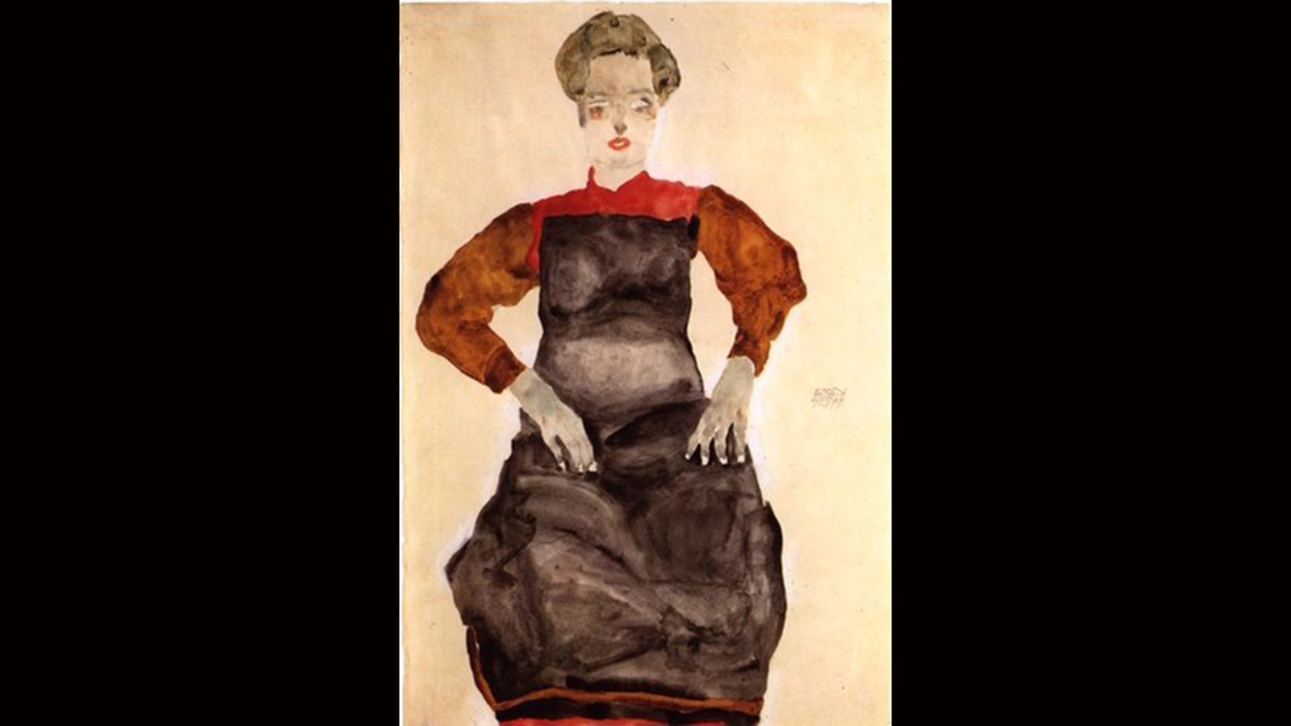 Egon Schiele's “Woman in a Black Pinafore,” among the Nazi-looted paintings set to be returned to the heirs of a Holocaust victim.