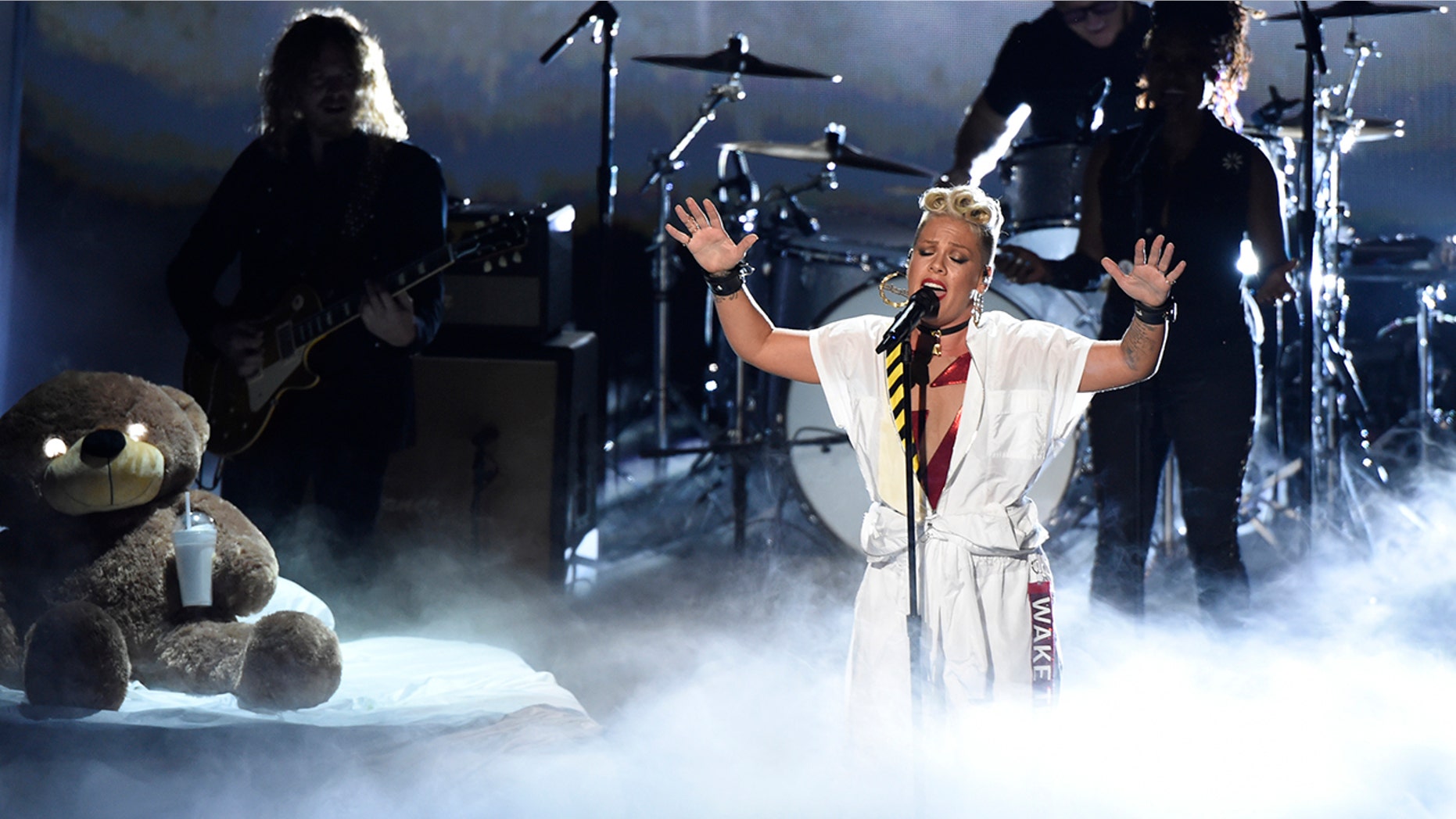 Pink performs a medley at the MTV Video Music Awards at The Forum on Sunday, Aug. 27, 2017, in Inglewood, Calif.