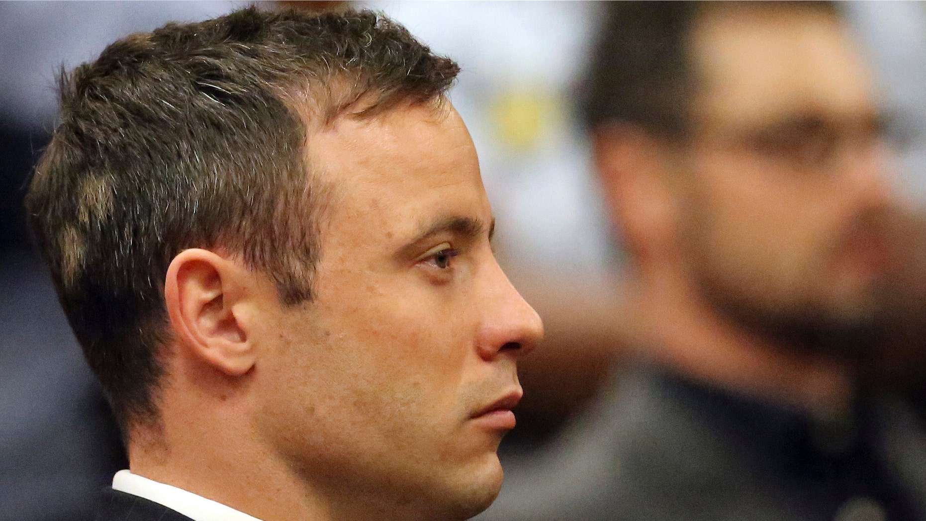 Oct. 2014: Oscar Pistorius sits in the dock in court in Pretoria South Africa. Judge Thokozile Masipa ruled.