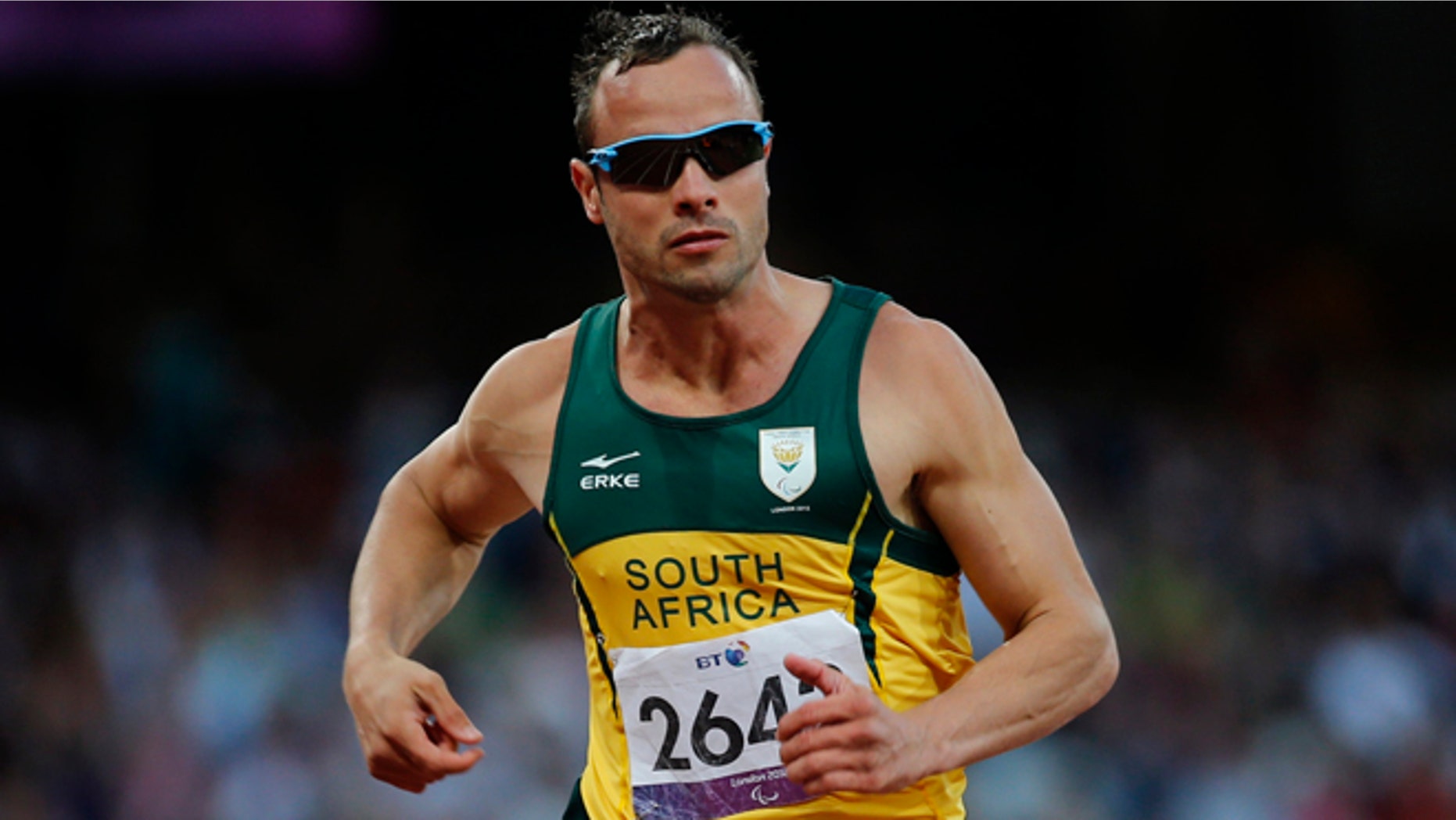 Sept. 5, 2012: In this file photo, South Africa' Oscar Pistorius competes during Men's 100m T44 round 1 at the 2012 Paralympics in London. A judge in South Africa says Pistorius, who is charged with murdering his girlfriend, can leave South Africa to compete in international competition, with conditions.