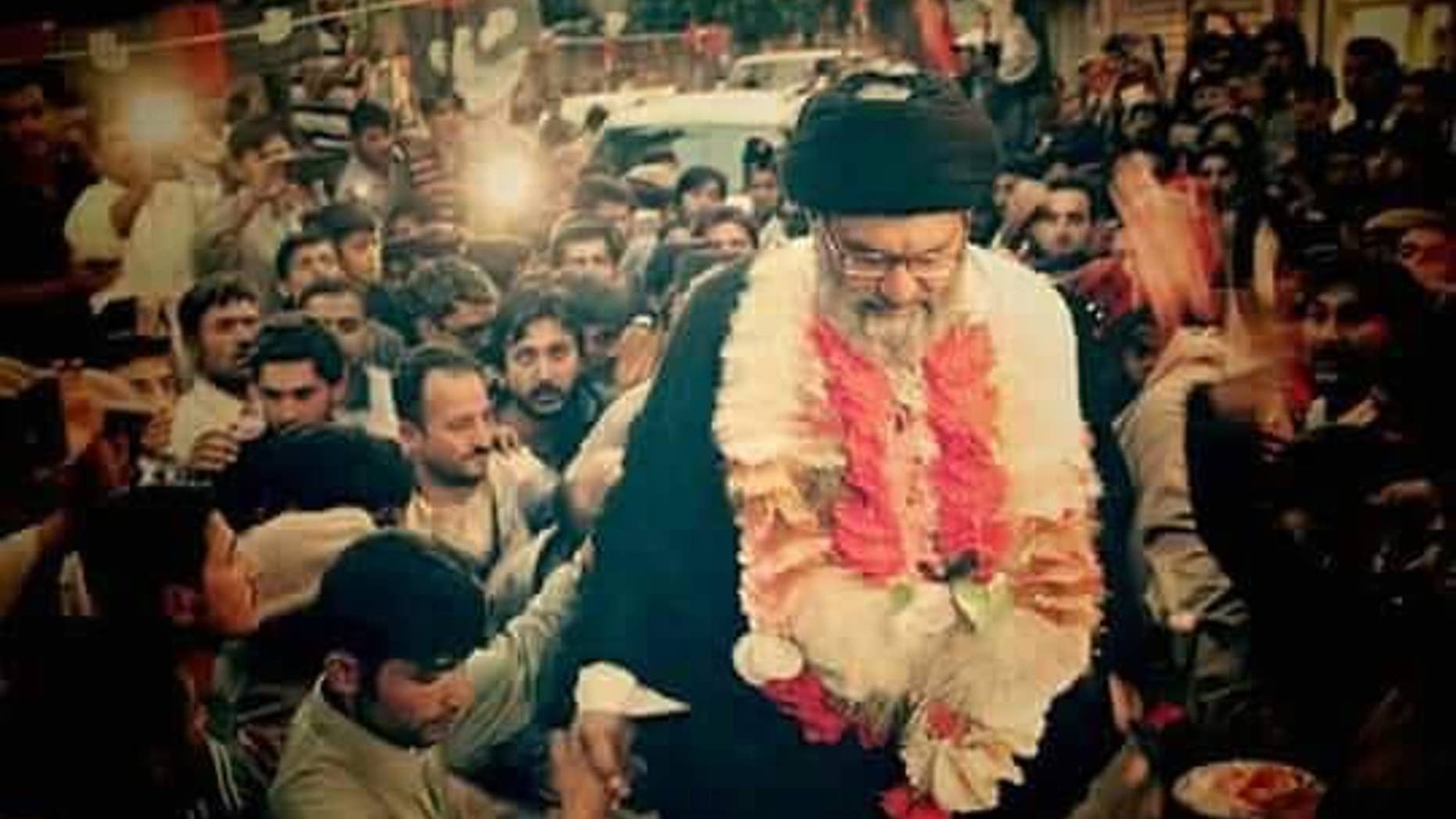 Supreme Leader Ali Khamenei of Iran, alongside members of Pakistan's Shiite political party, Tahrik-e-Jafaria Pakistan (TJP).