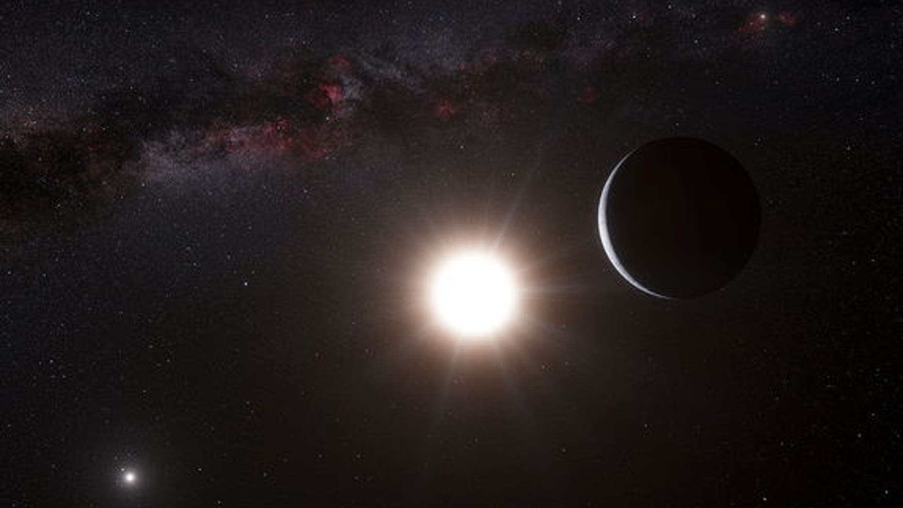 This artist's concept shows the newfound alien planet Alpha Centauri Bb, found in a three-star system just 4.3 light-years from Earth.