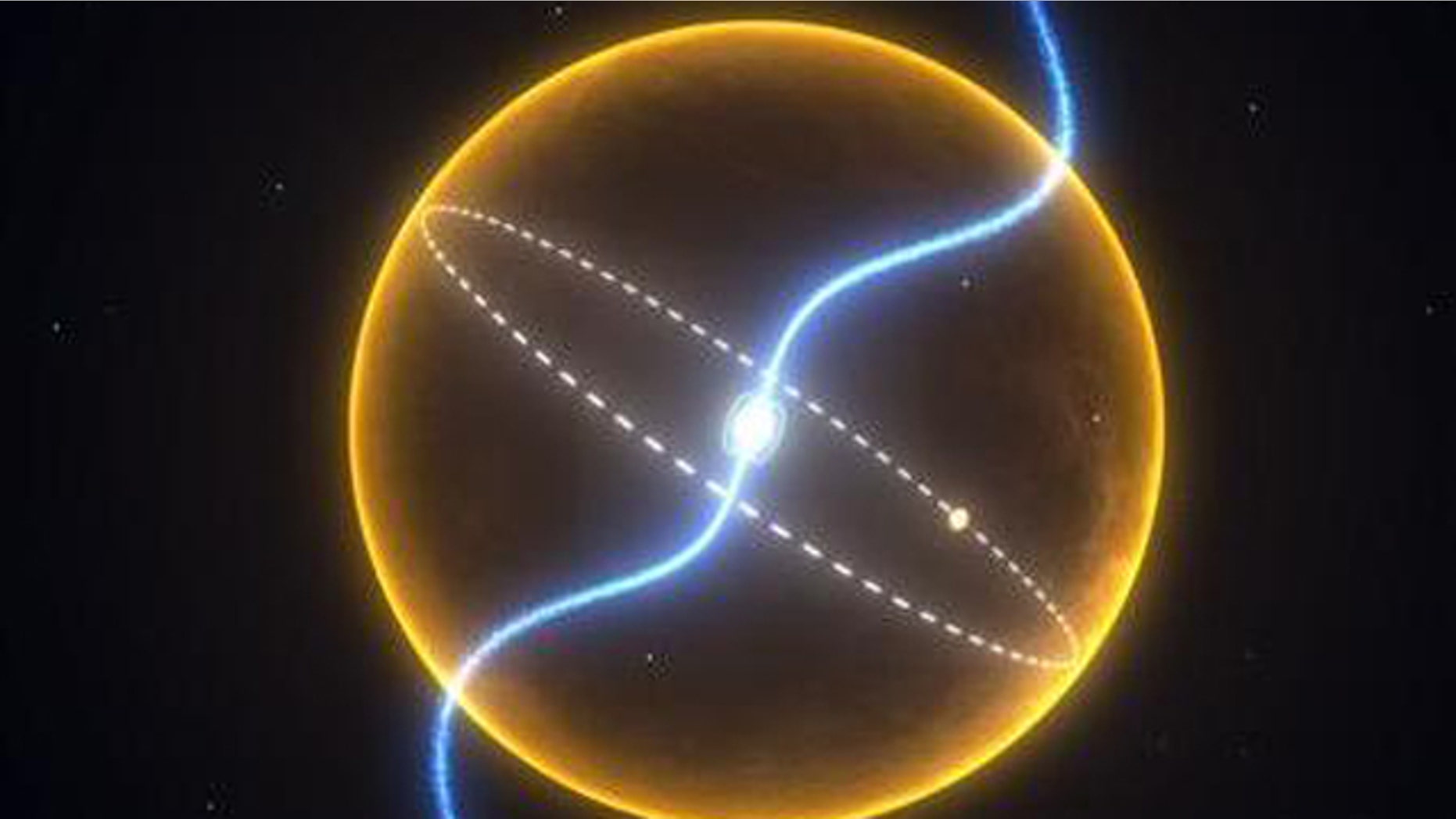 An exotic planet that seems to be made of diamond racing around a tiny star in our galactic backyard in an undated image courtesy of Swinburne University of Technology in Melbourne.