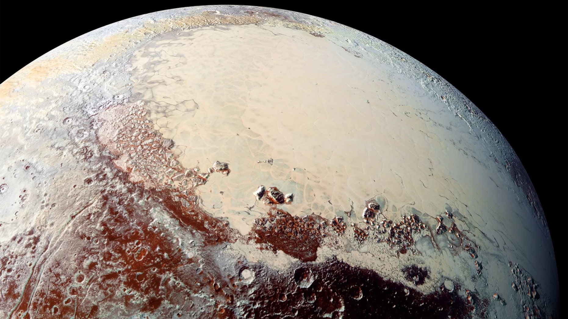 This view of Pluto's Sputnik Planitia nitrogen-ice plain was captured by NASA's New Horizons spacecraft during its flyby of the dwarf planet in July 2015. Credit: NASA/JHUAPL/SwRI