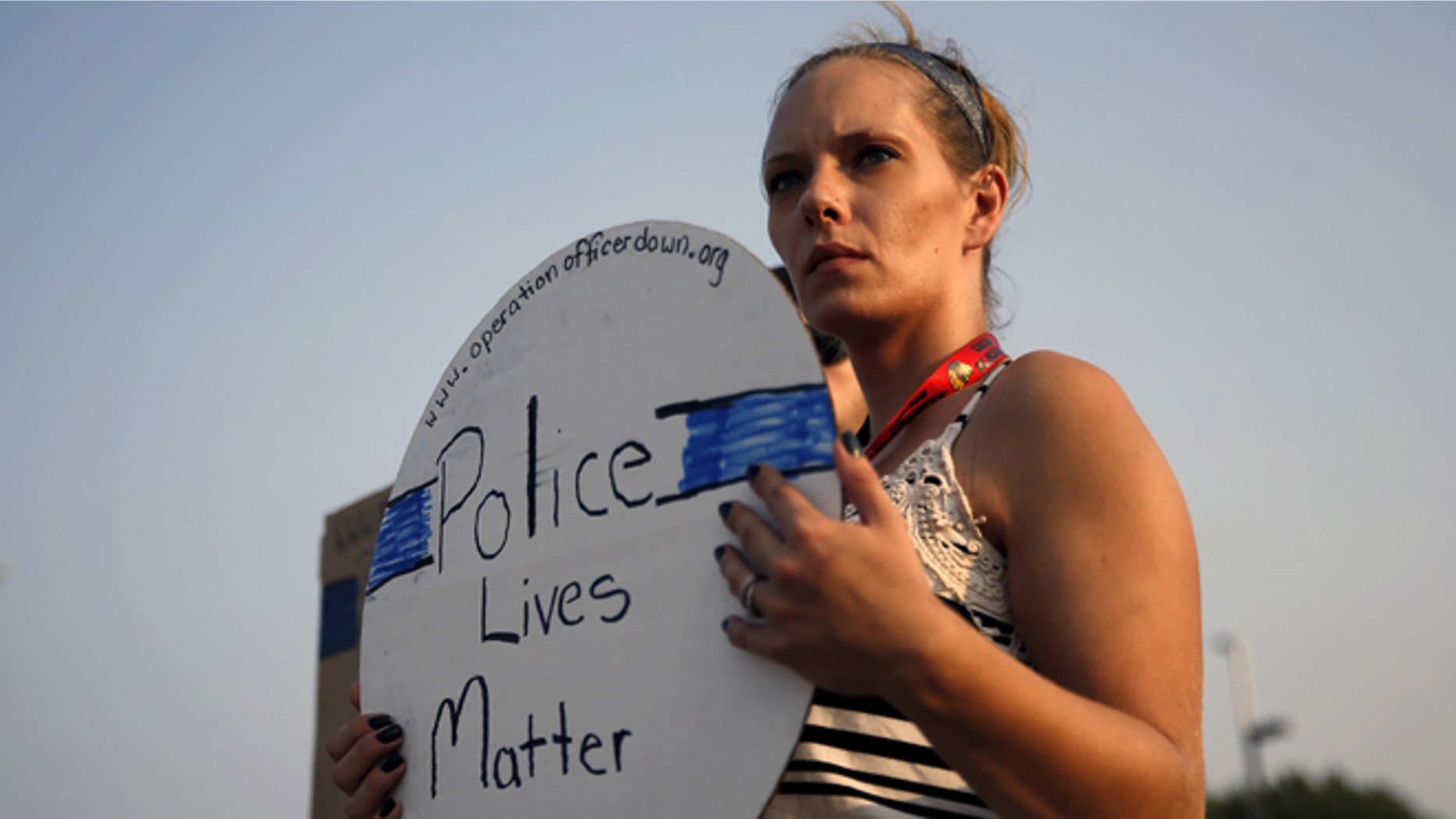 Sept. 1, 2015: A supporter of slain Fox Lake (Ill.) Police Lt. Charles Joseph Gliniewicz, Fox Lake, Illinois.