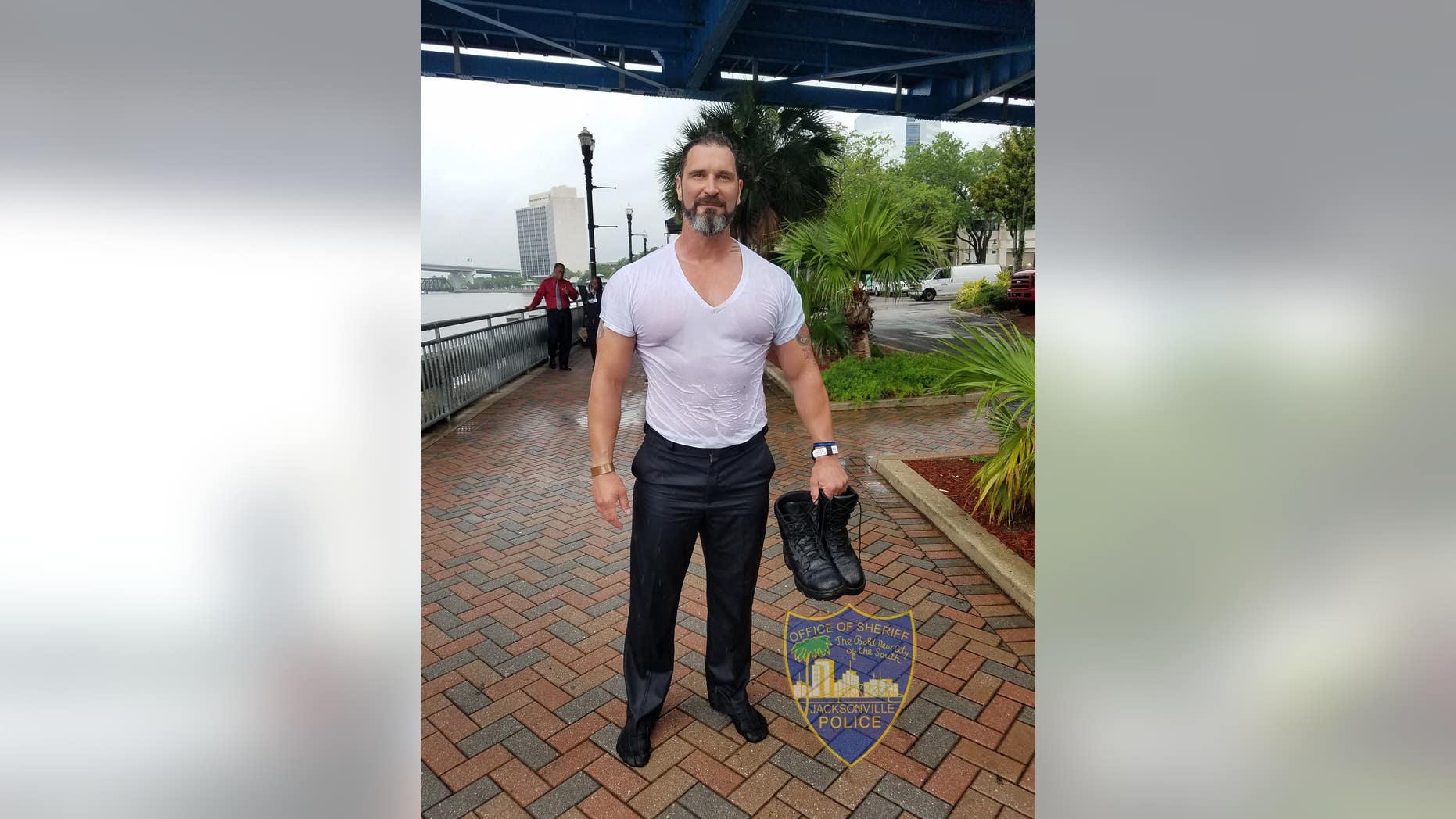 Jacksonville Sheriff’s Office Sergeant Billy Irvin jumped into the St. Johns River on Tuesday to save a drowning woman.