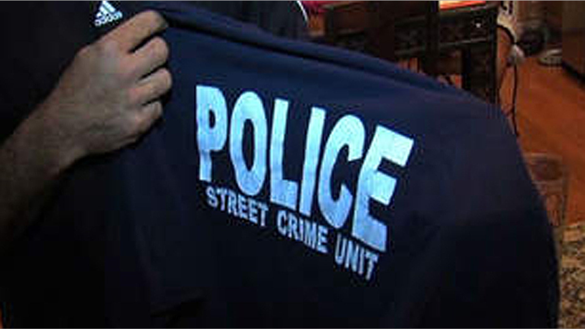 Christian Jarosz, of Jupiter, Fla., wore this shirt to the Orlando theme park that clearly said “Police, Street Crime Unit,” despite the fact that he’s not a police officer. Jarosz’s brother, who is an NYPD officer, gave him the shirt, he told WPTV.com. (WPTV.com)