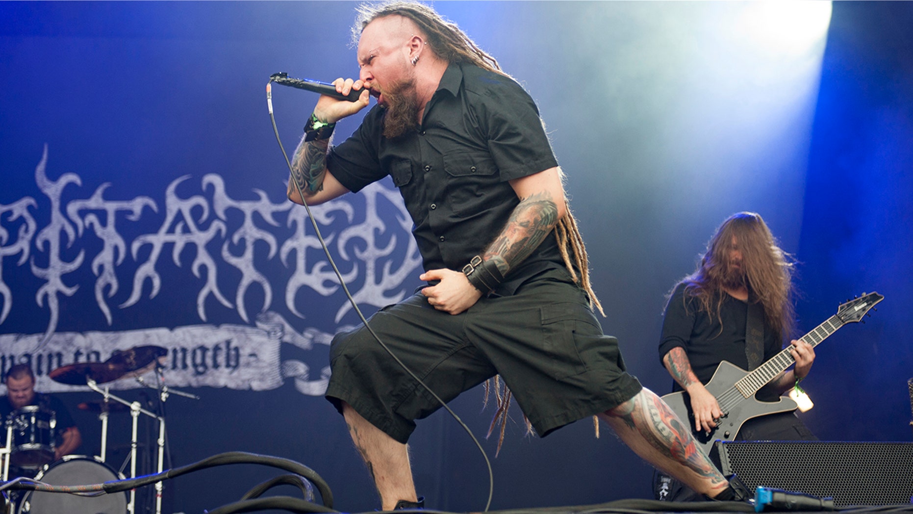 Rafal Piotrowski of Decapitated performing live on stage on day 1 at Bloodstock Festival at Catton Hall on August 11, 2017 in Burton Upon Trent, England. (Photo by Katja Ogrin/Redferns)