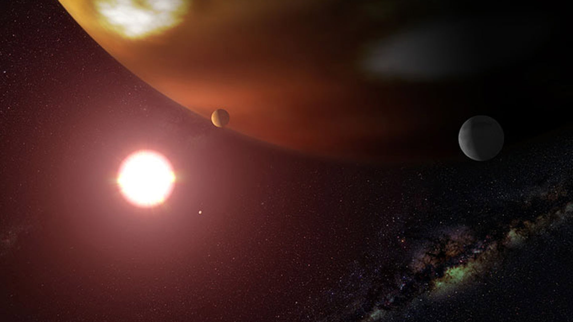 Artist's impression of Thestias around its star Pollux. (Credit: NASA/ESA and G. Bacon, STScI)