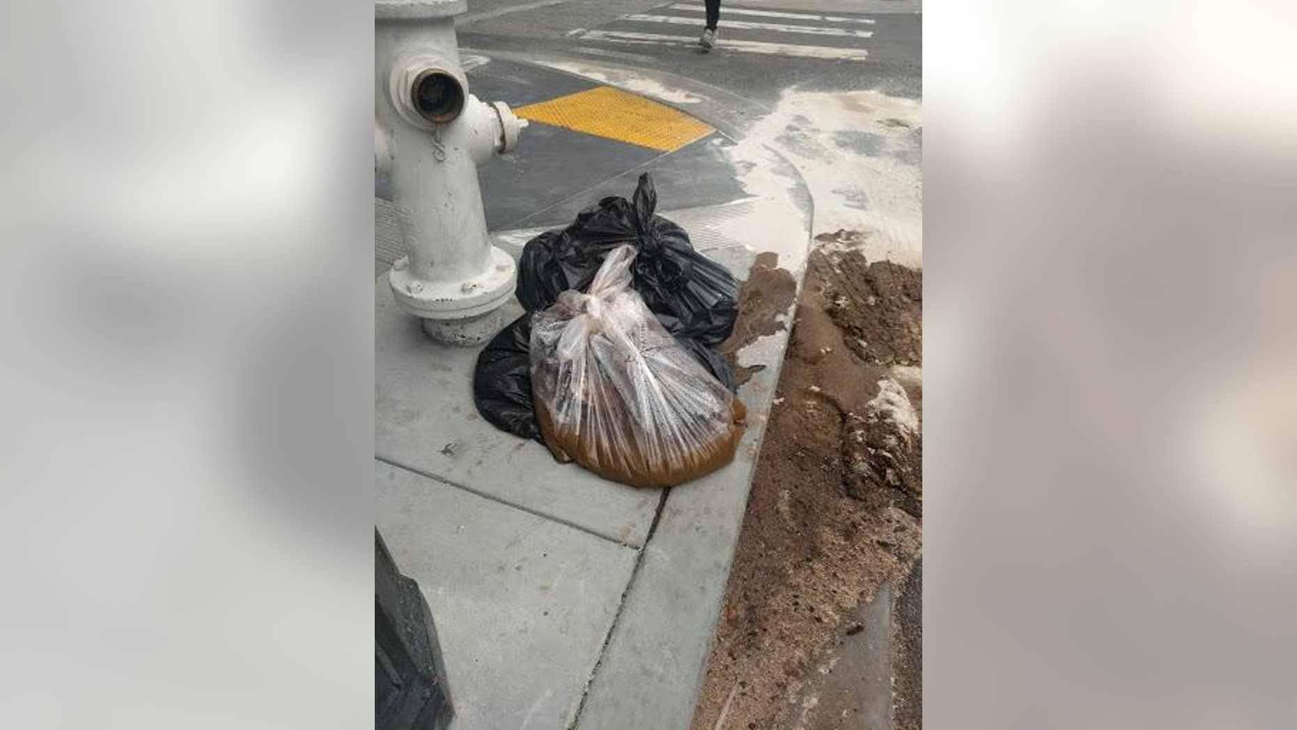 "Twenty pounds of feces" were dumped on San Francisco sidewalk on Saturday.