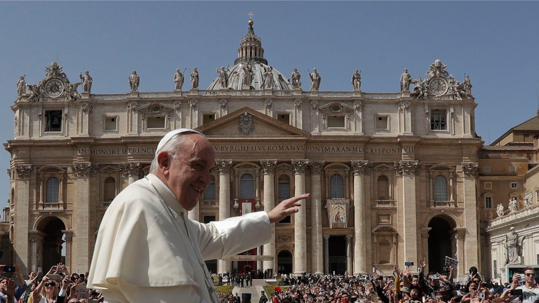 Pope Francis leaves St. Peter's Square at the Vatican after an April 8 Mass on the Sunday of Divine Mercy.