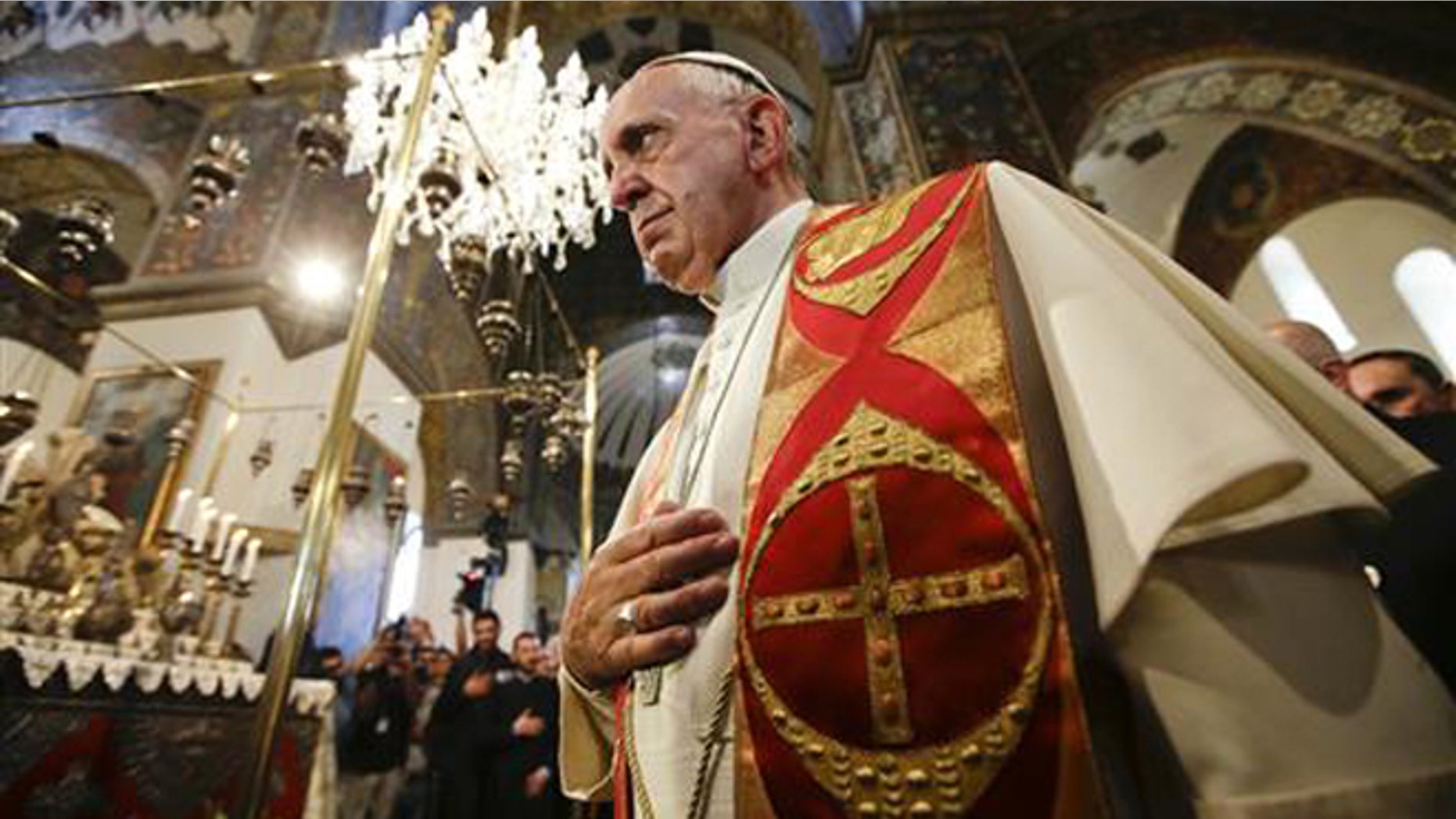 Pope Francis visits the Apostolic Cathedral of Etchmiadzin, Yerevan, Armenia, Friday, June 24, 2016. Pope Francis is in Armenia for a three-day visit. (AP Photo/Andrew Medichini)