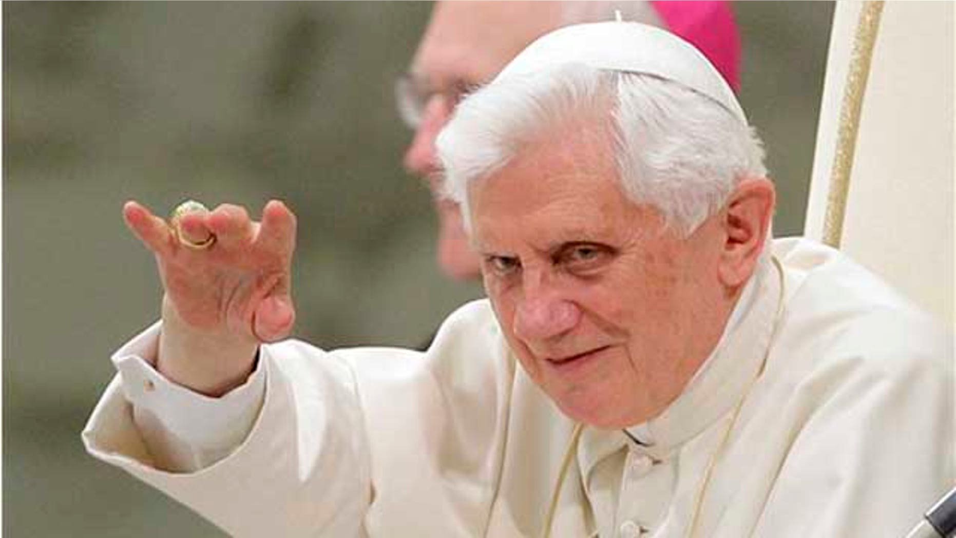 Sept. 15, 2010: Pope Benedict XVI acknowledges faithful during his weekly general audience at the Paul VI Hall, at the Vatican. The pontiff leaves Thursday for Britain in a trip to revive Christianity in an increasingly secular Europe. (AP)