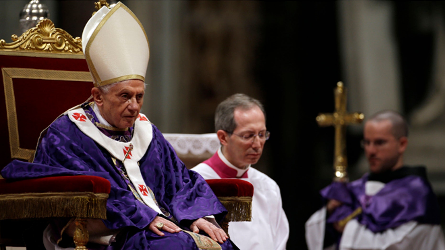 Feb. 13, 2013: Pope Benedict XVI celebrates the Ash Wednesday mass in St. Peter's Basilica at the Vatican. Ash Wednesday marks the beginning of Lent, a solemn period of 40 days of prayer and self-denial leading up to Easter. Pope Benedict XVI told thousands of faithful Wednesday that he was resigning for "the good of the church", an extraordinary scene of a pope explaining himself to his flock that unfolded in his first appearance since dropping the bombshell announcement.