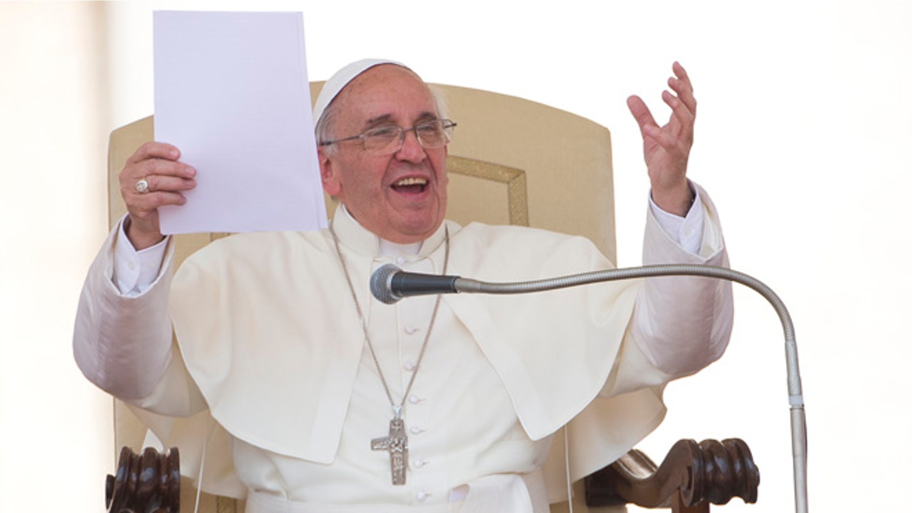 June 26, 2013: Pope Francis delivers his speech in St. Peter's square at the Vatican during his weekly general audience.