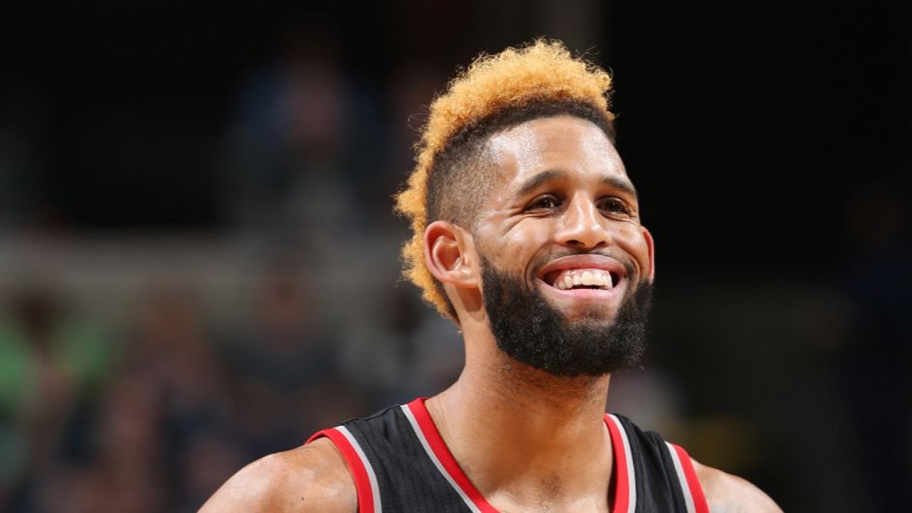 MEMPHIS, TN - NOVEMBER 6: Allen Crabbe #23 of the Portland Trail Blazers reacts to a play against the Memphis Grizzlies during the game on November 6, 2016 at FedExForum in Memphis, Tennessee. NOTE TO USER: User expressly acknowledges and agrees that, by downloading and or using this photograph, User is consenting to the terms and conditions of the Getty Images License Agreement. Mandatory Copyright Notice: Copyright 2016 NBAE (Photo by Joe Murphy/NBAE via Getty Images)