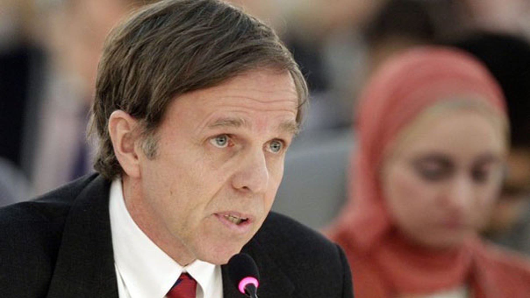 FILE: Michael Posner, assistant secretary of state, is shown discussing Iran at the United Nations European headquarters in Geneva Feb. 15. (Reuters Photo)