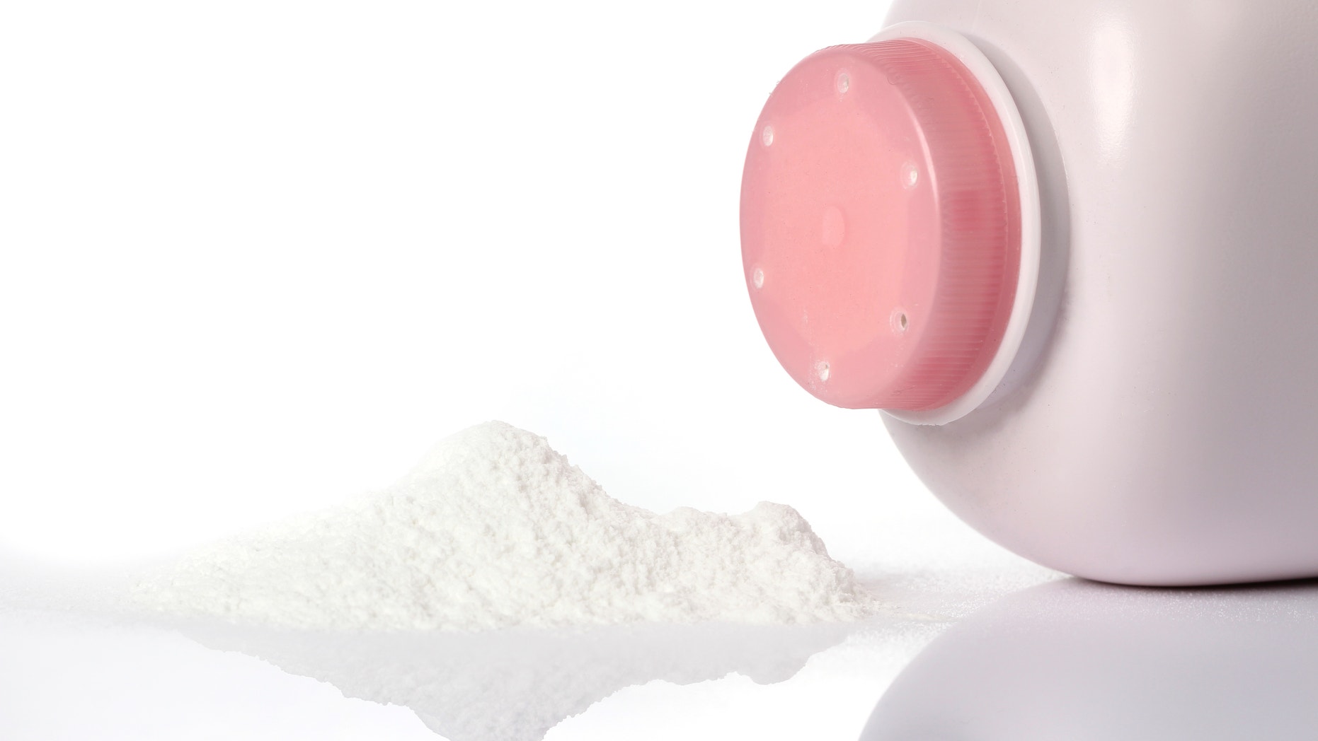 Baby talcum powder container on white background