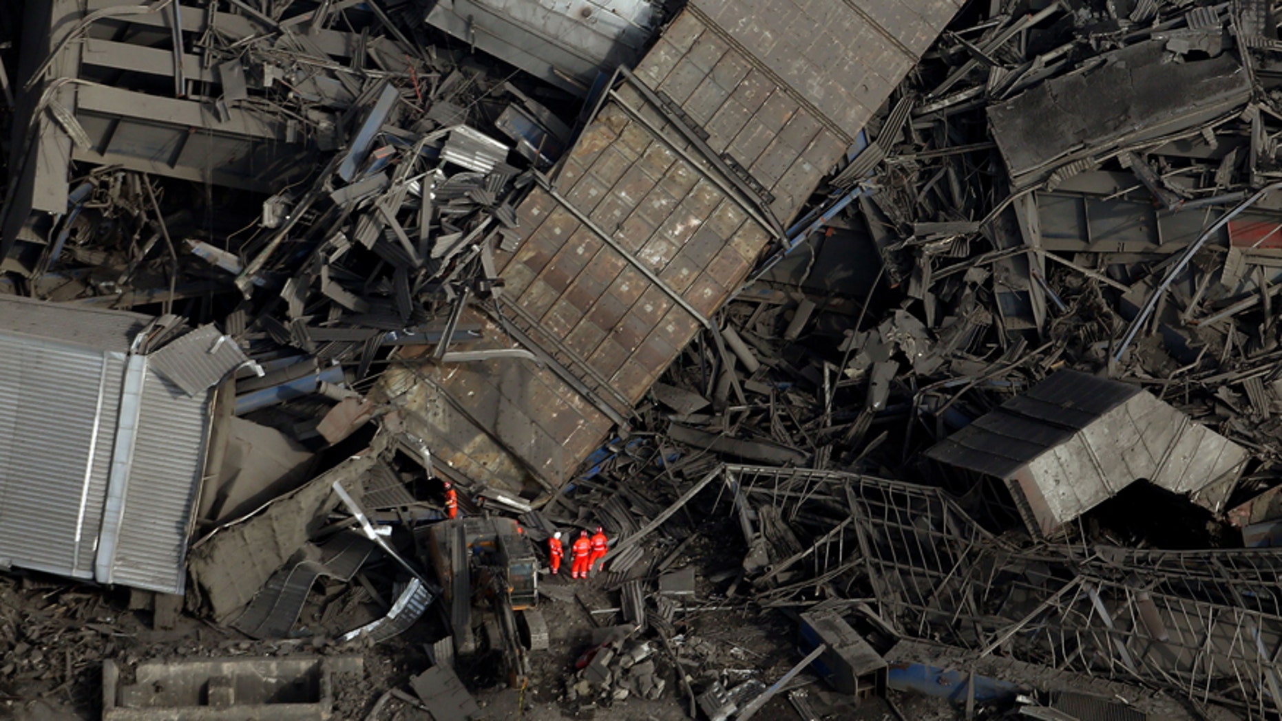 Feb. 24, 2016: An aerial view of the site after a building collapsed, at Didcot Power Station, in Oxfordshire, England.