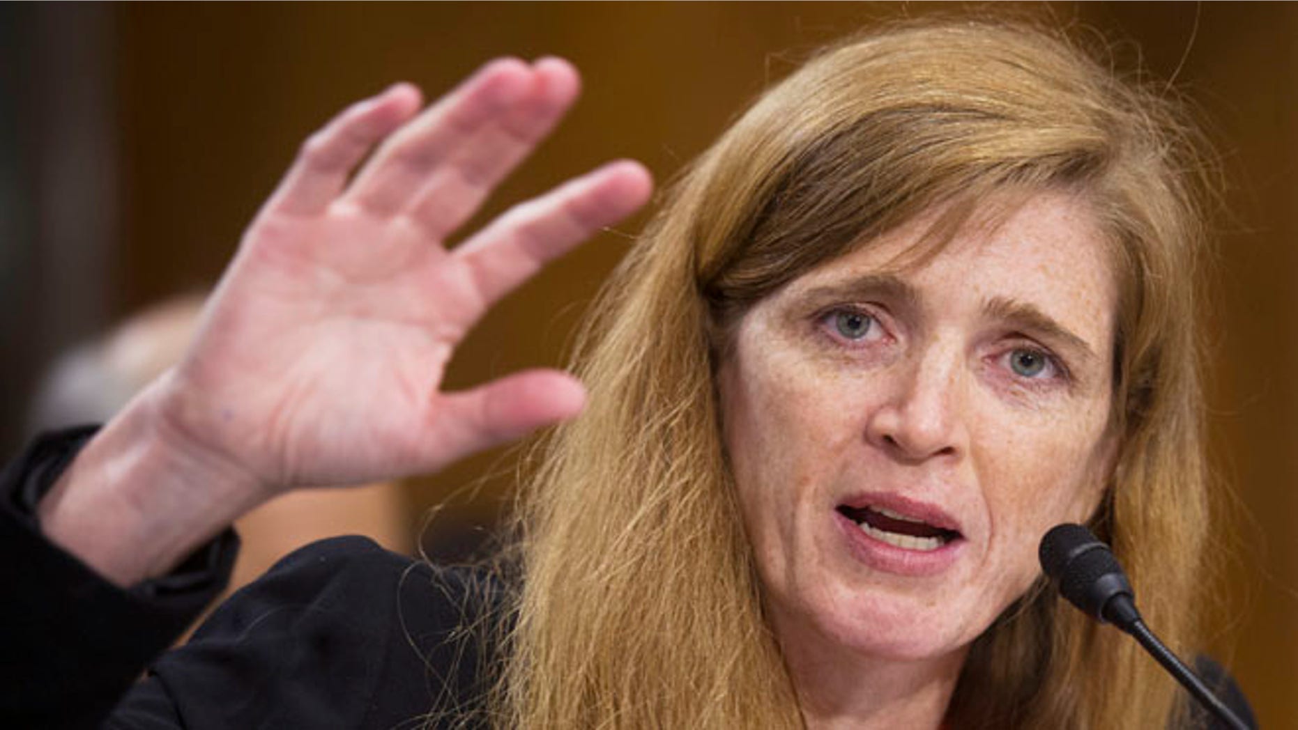 July 17, 2013: U.S. ambassador to the U.N. nominee Samantha Power testifies at her confirmation hearing before the Senate Foreign Relations Committee in Washington.