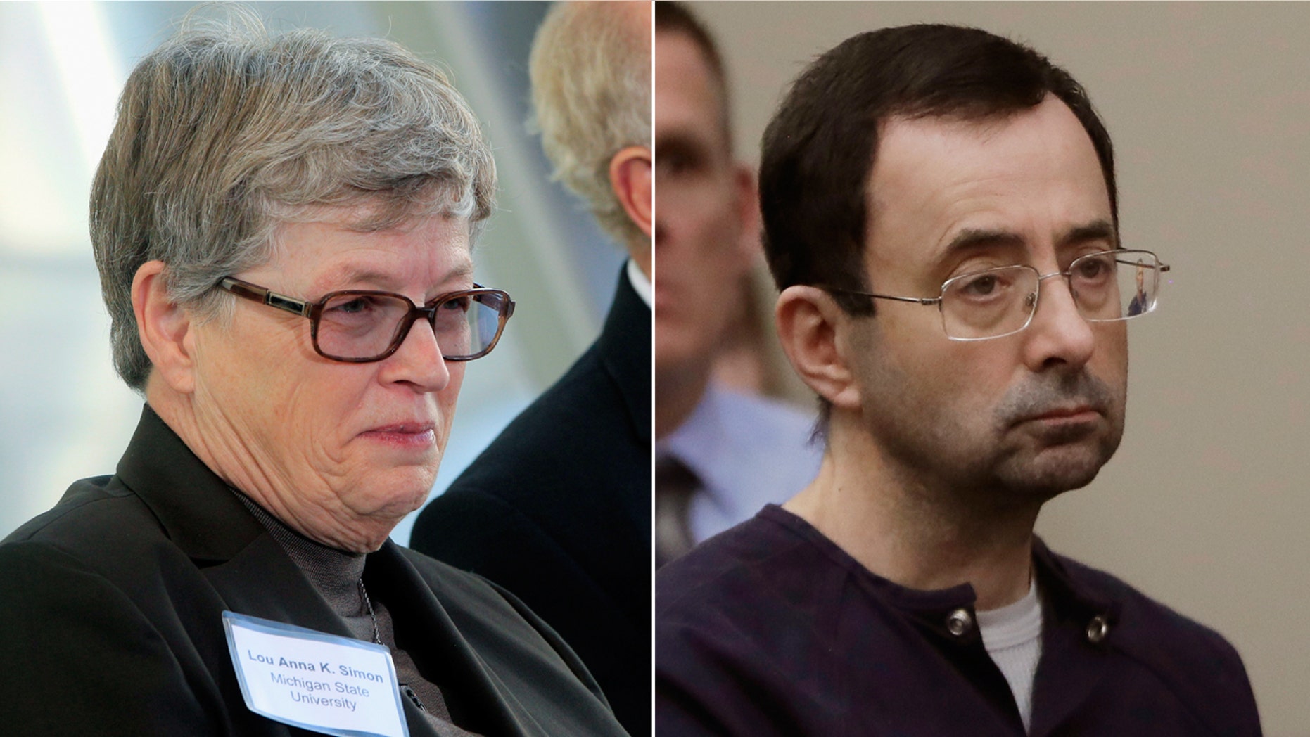 Lou Anna Simon, left, and Larry Nassar