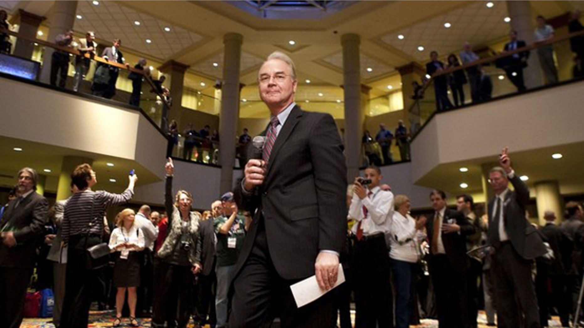 FILE: In this Feb. 19 photo, Rep. Tom Price speaks at a rally during the Conservative Political Action Conference during its annual meeting in Washington.