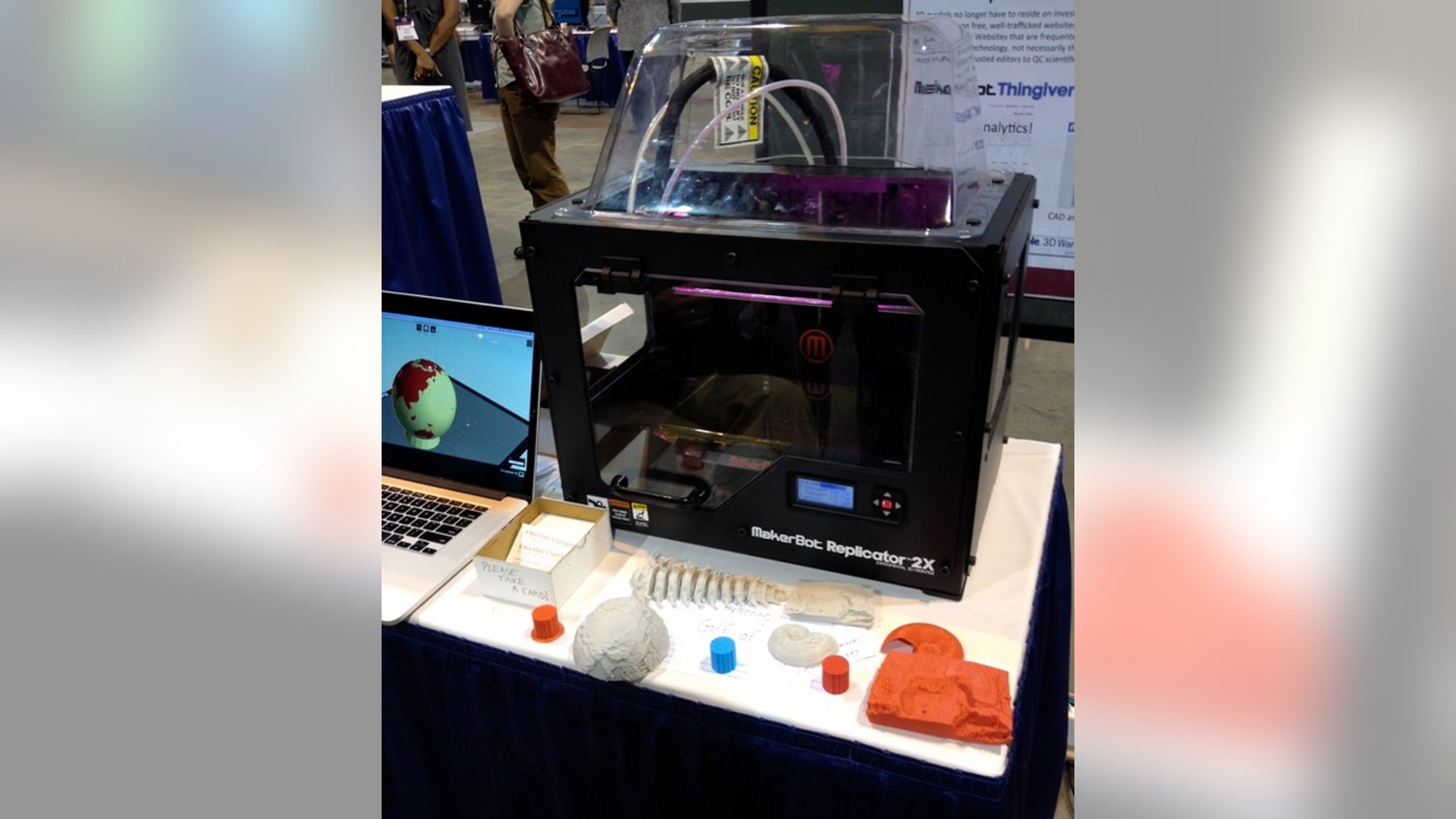 Iowa State's MakerBot Replicator printing the Earth on Oct. 28 during the Geological Society of America meeting in Denver.