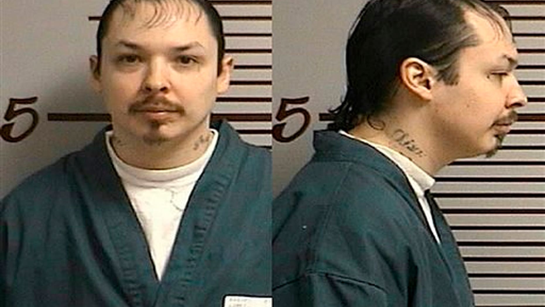 This undated image provided by The Colorado Department of Corrections shows two booking shots of Christopher Lopez, 35, who died at the San Carlos prison in March 2013. The family of Lopez, a mentally ill Colorado prison inmate who died while in restraints, has filed a lawsuit alleging guards ignored his urgent medical needs. The federal lawsuit filed Thursday, June 19, says at least 16 state prison staff members did nothing to help as Lopez suffered a series of seizures and died at the San Carlos prison in March 2013. (AP Photo/Colorado Dept. of Corrections)