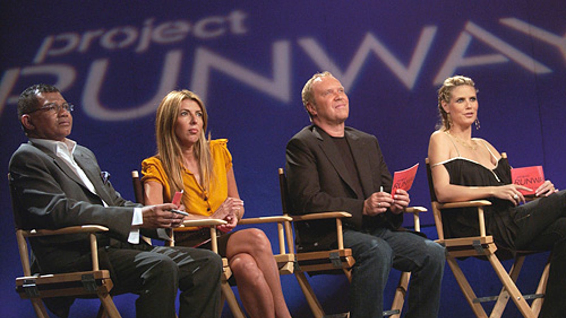PROJECT RUNWAY -- Bravo Original Series -- "Episode 9" -- Pictured: (l-r) Freddie Leiba, Nina Garcia, Michael Kors, Heidi Klum -- Bravo Photo: Barbara Nitke
FOR EDITORIAL USE ONLY -- DO NOT RE-SELL/DO NOT ARCHIVE
