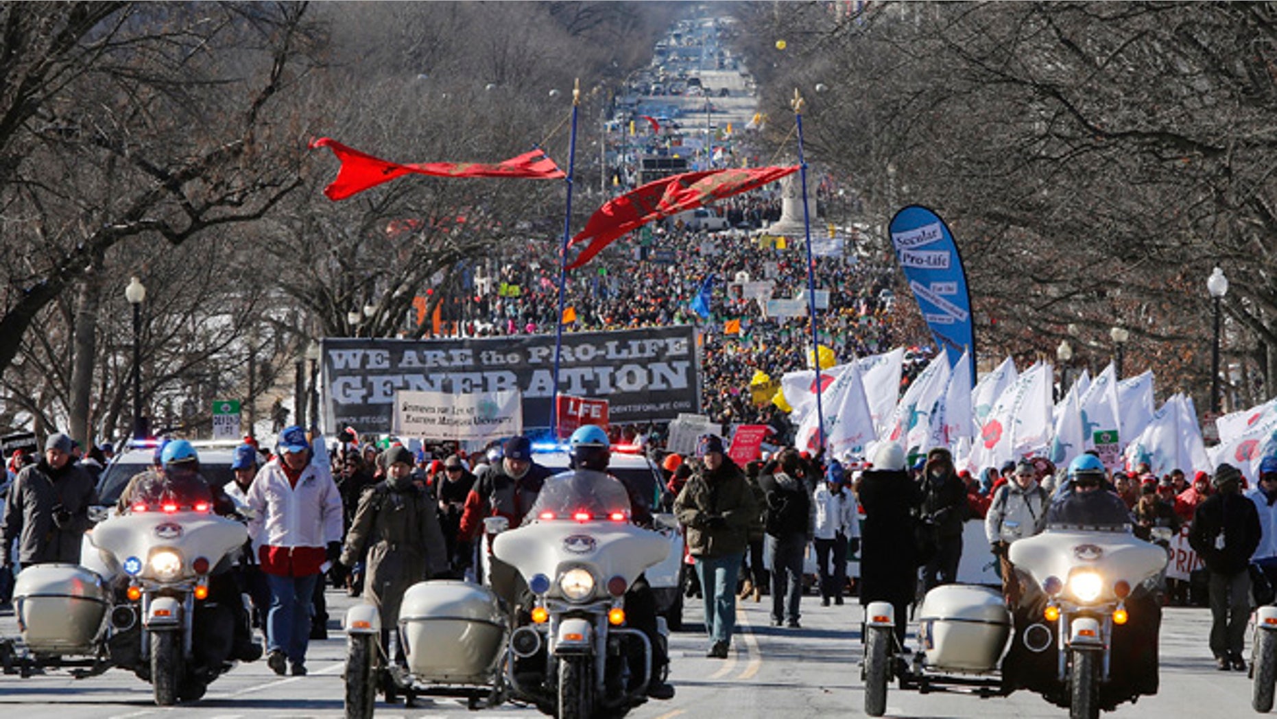 Jan 22. 2014: Anti-abortion demonstrators participate in the annual March for Life in Washington. (Reuters)