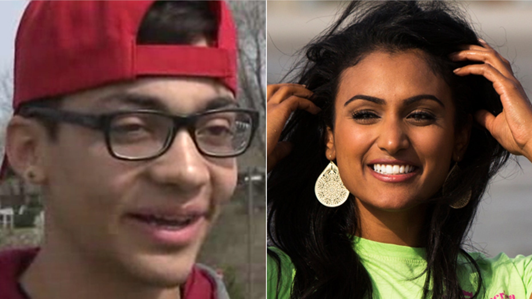 Eighteen-year-old Patrick Farves, left, said he received three days of in-school suspension Thursday because he asked Miss America Nina Davuluri to prom.