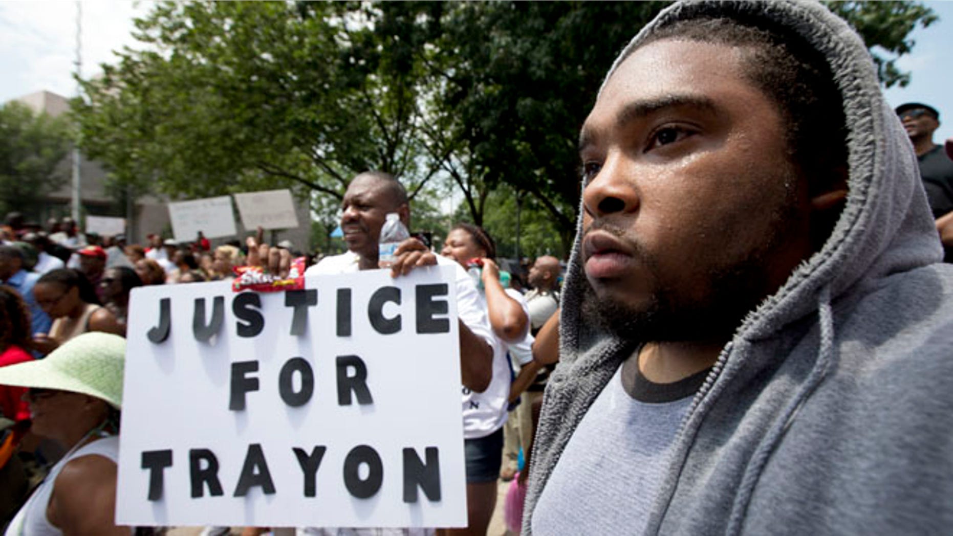 July 20, 2013: Protesters demonstrate over the George Zimmerman verdict in front of a federal courthouse in Washington.