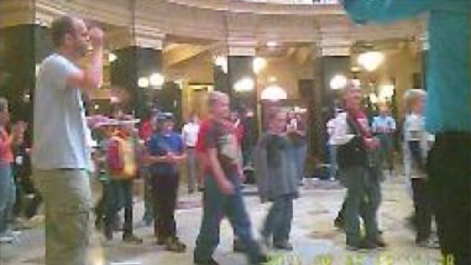 Shown here is a protest at the Wisconsin Capitol in late September. Visiting students were allowed to participate.