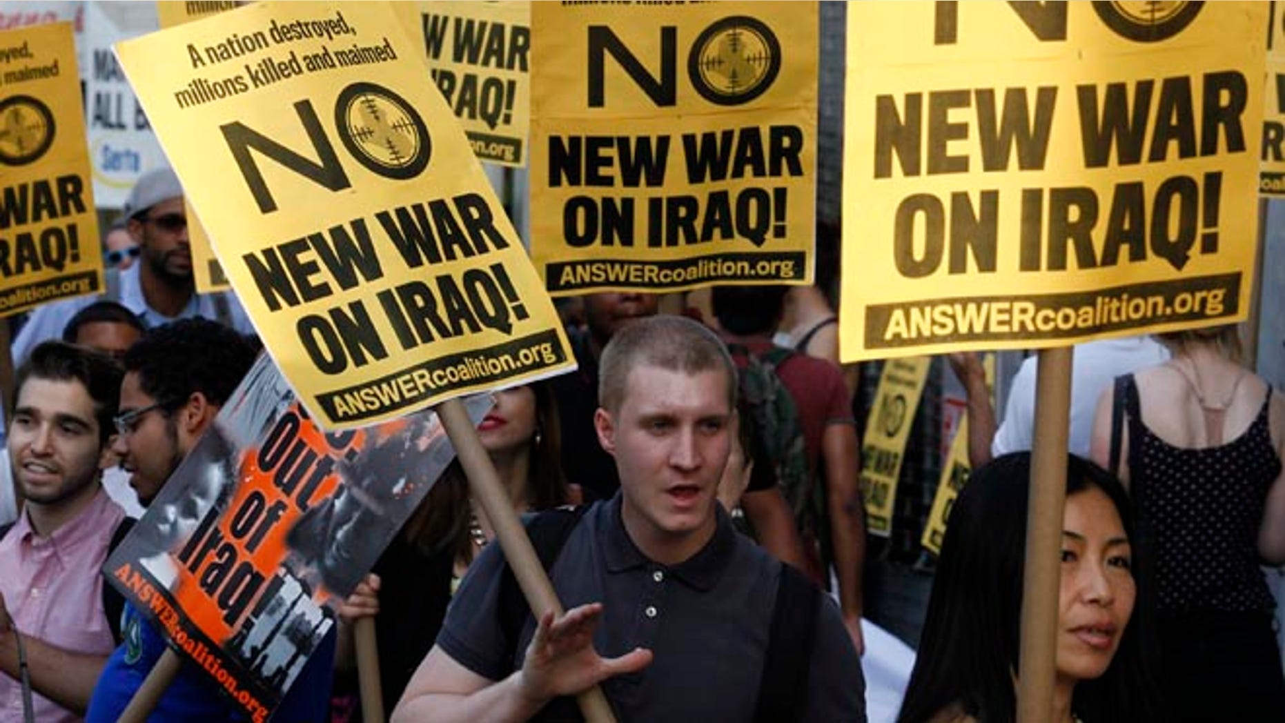FILE: June 20, 2014: A politically oriented rally against further U.S. involvement in Iraq, in New York,