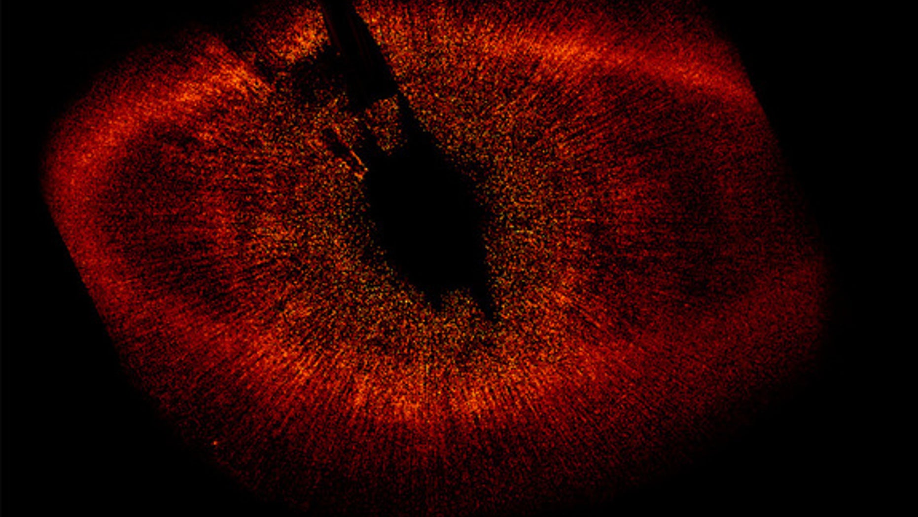 This Hubble Space Telescope image shows a protoplanetary disk of dust around the nearby star Fomalhaut (HD 216956).