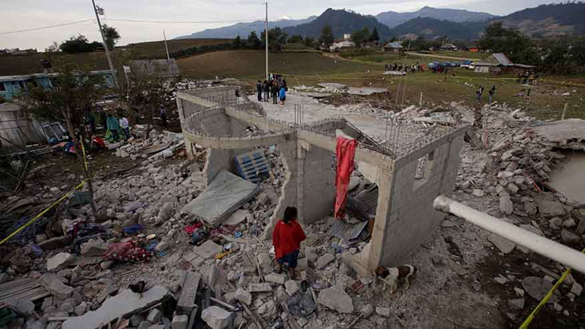 Scene after fireworks stored in a house exploded in San Isidro, Chilchotla, Mexico, May 9, 2017